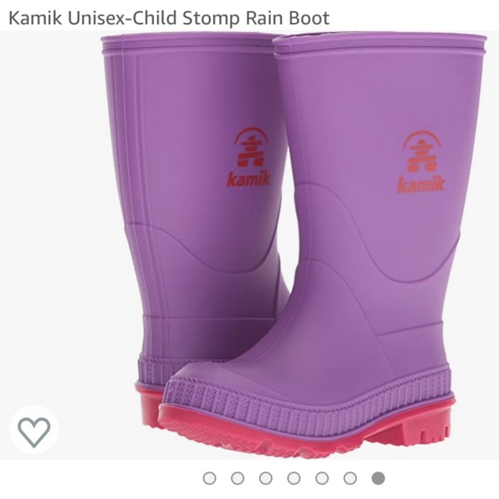 Kamik Child Stomp Rain Boots size 3 - EUC - pink/purple